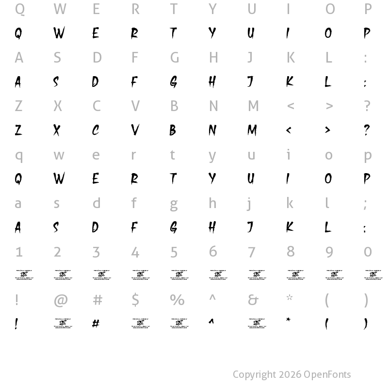 Character Map of Avaca Davra Regular