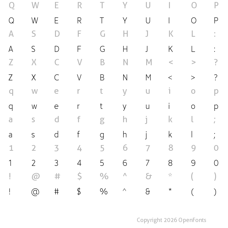 Character Map of Avancement 2020 Light