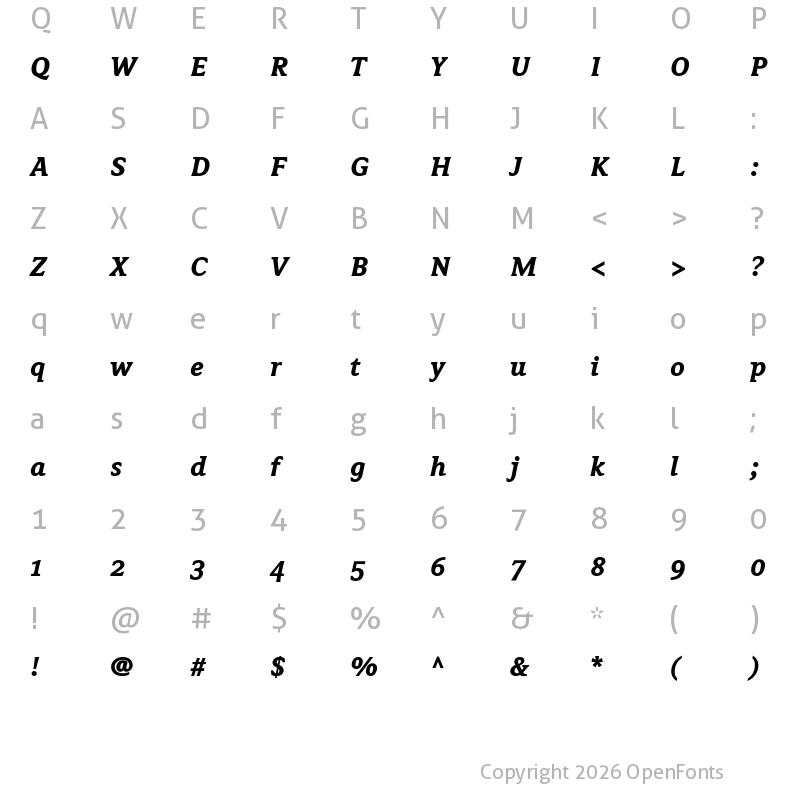 Character Map of AvancePro-BoldItalic Regular