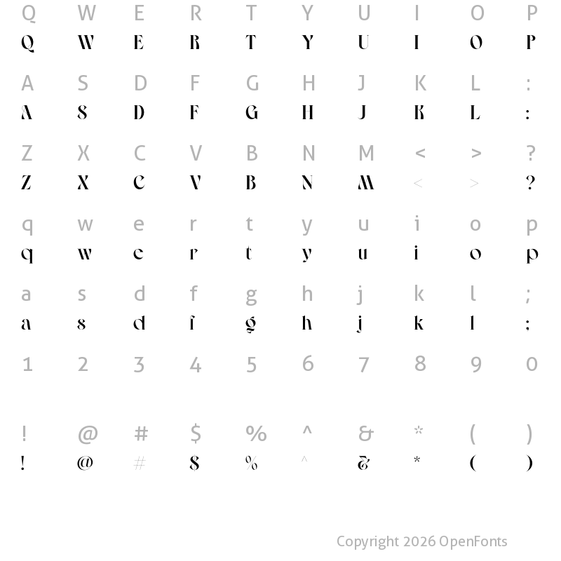 Character Map of Avegra Regular
