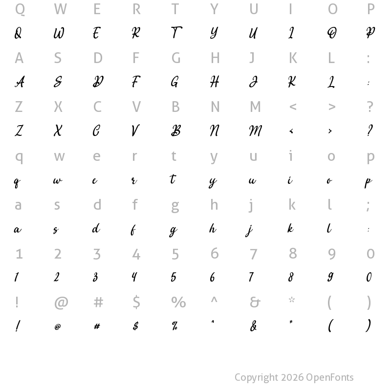 Character Map of Avendita Regular