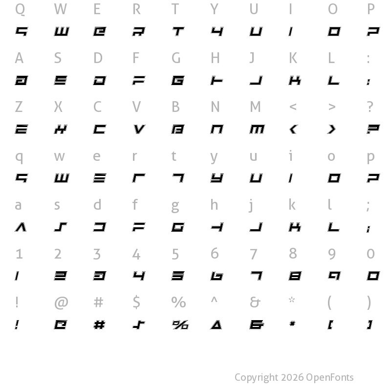 Character Map of Avenger College Italic Italic