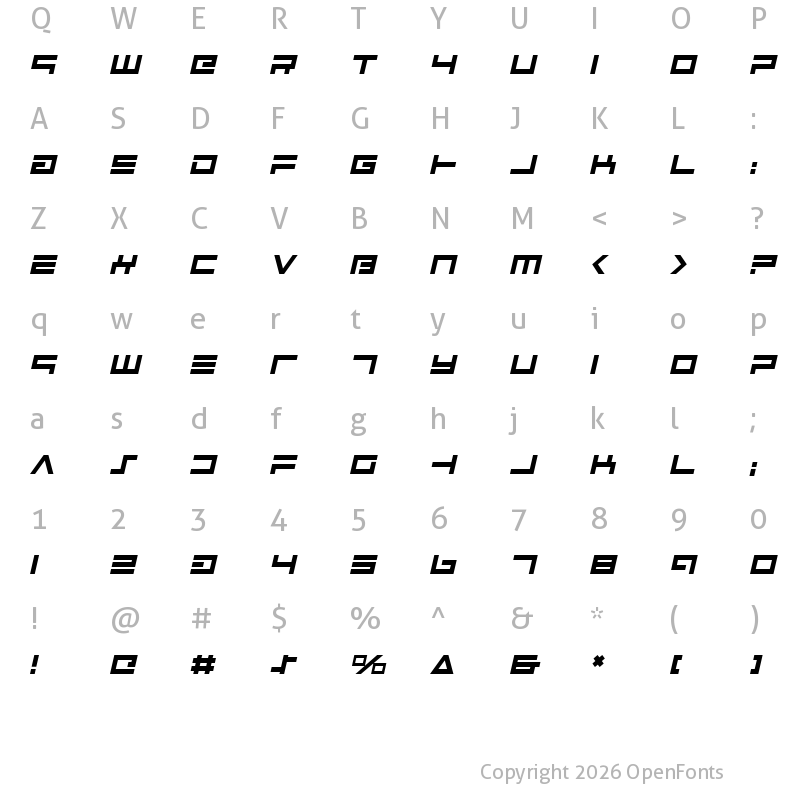 Character Map of Avenger Italic Italic