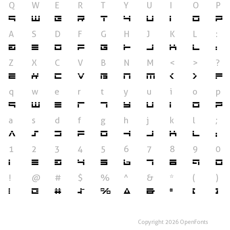 Character Map of Avenger Laser Regular