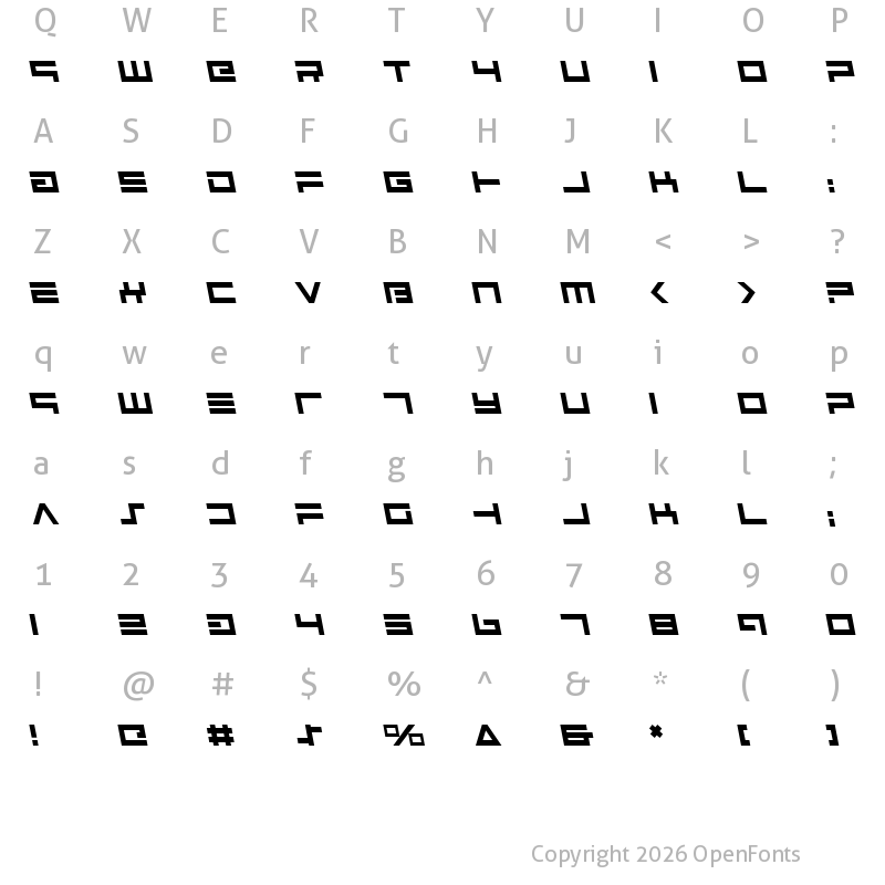 Character Map of Avenger Leftalic Regular
