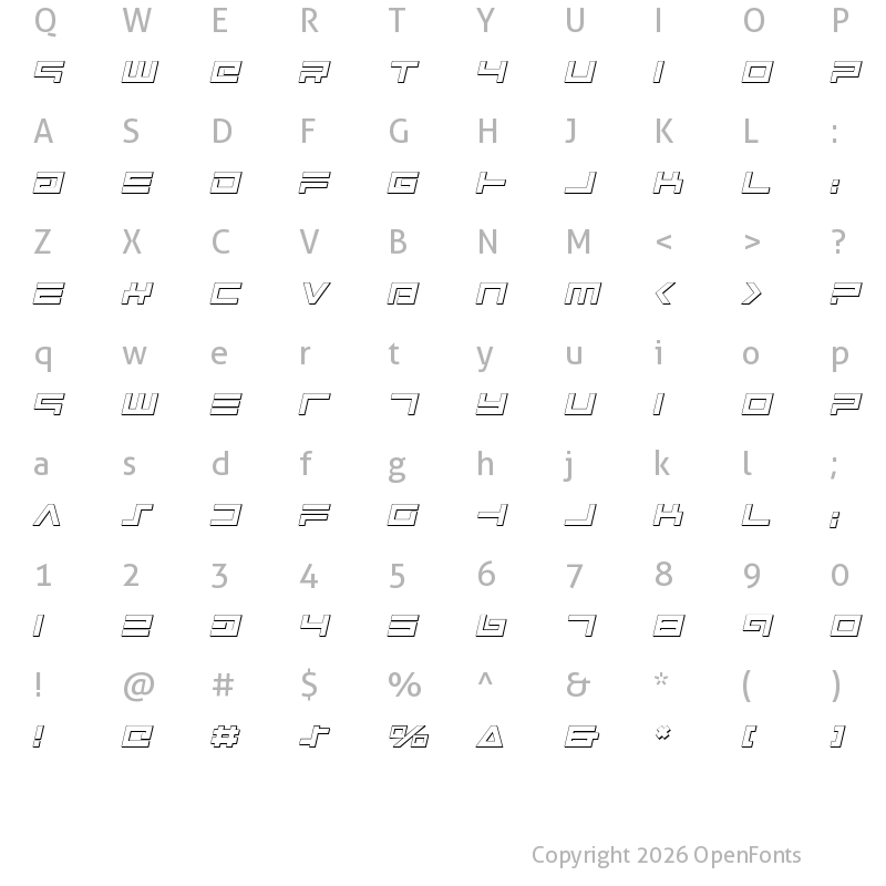 Character Map of Avenger Shadow Italic Italic