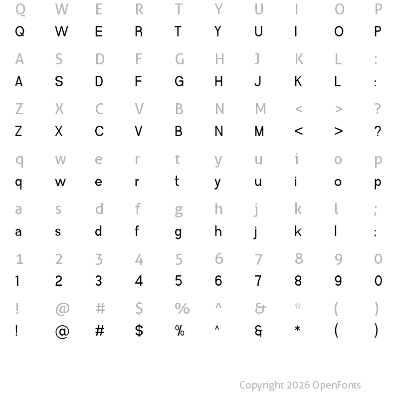 Character Map of Avenis Regular