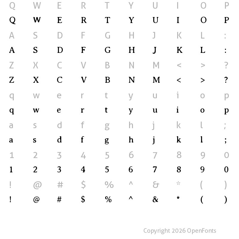 Character Map of Averia Serif Regular