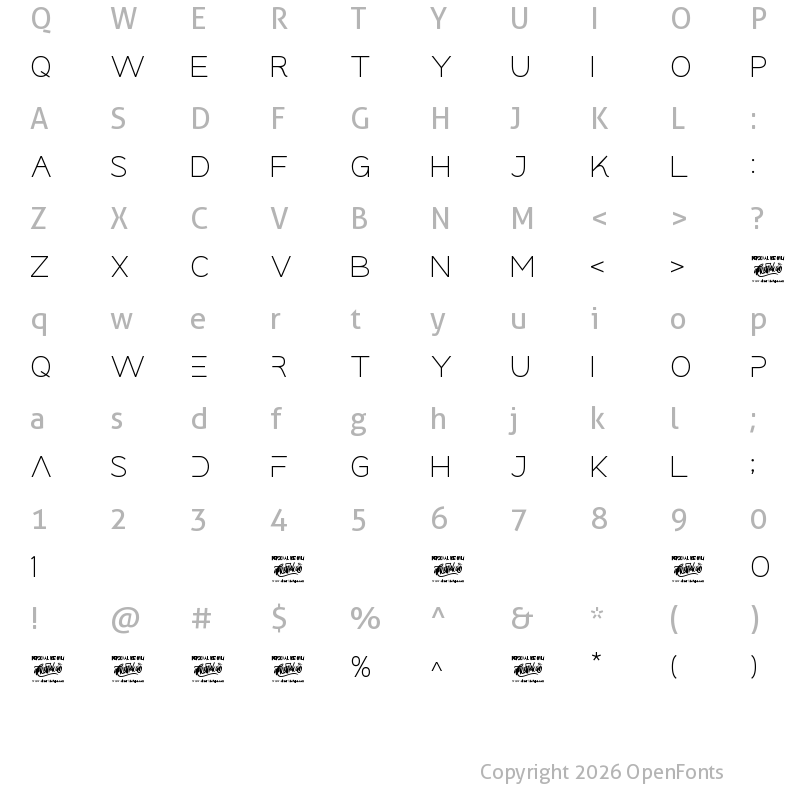 Character Map of averox Regular