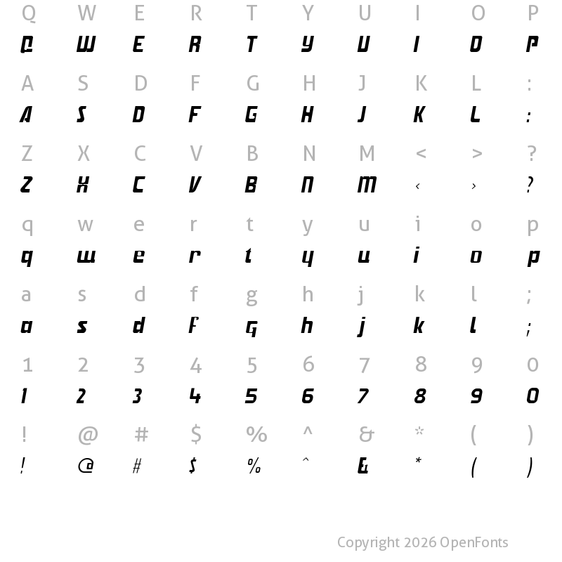 Character Map of AvianaItalic ?