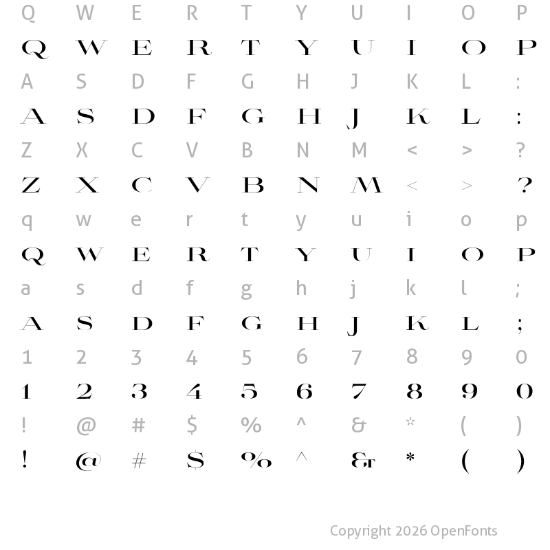 Character Map of Aviano Didone Bold