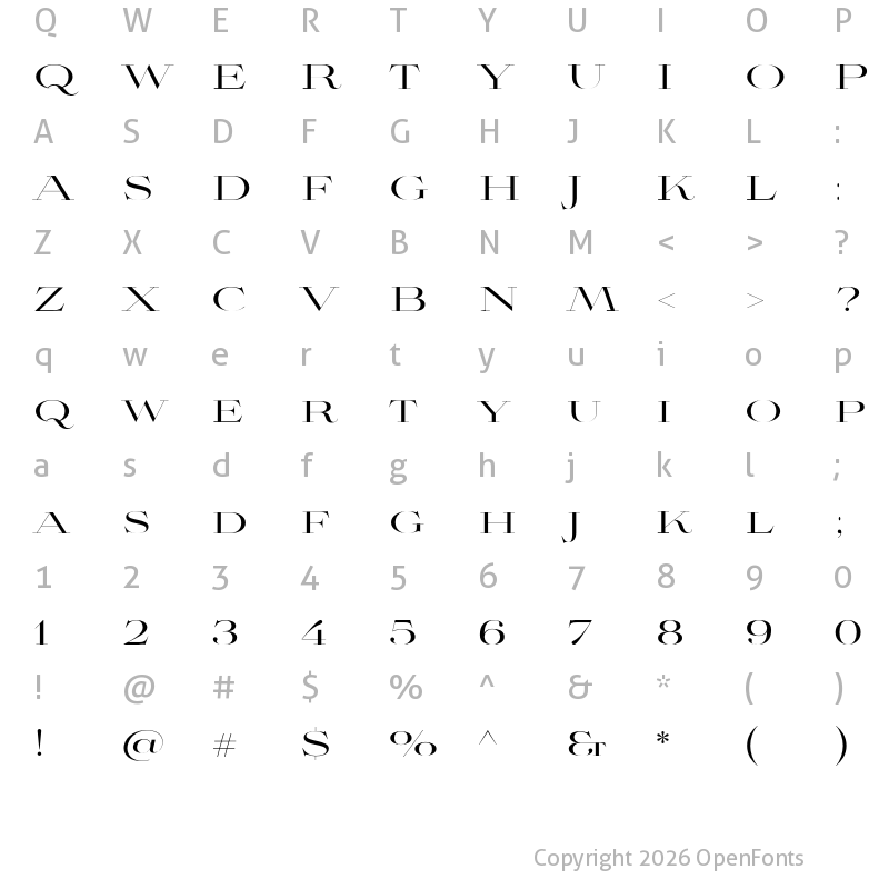 Character Map of Aviano Didone Regular