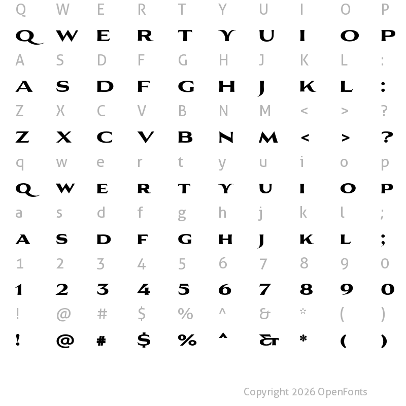 Character Map of Aviano Flare Black