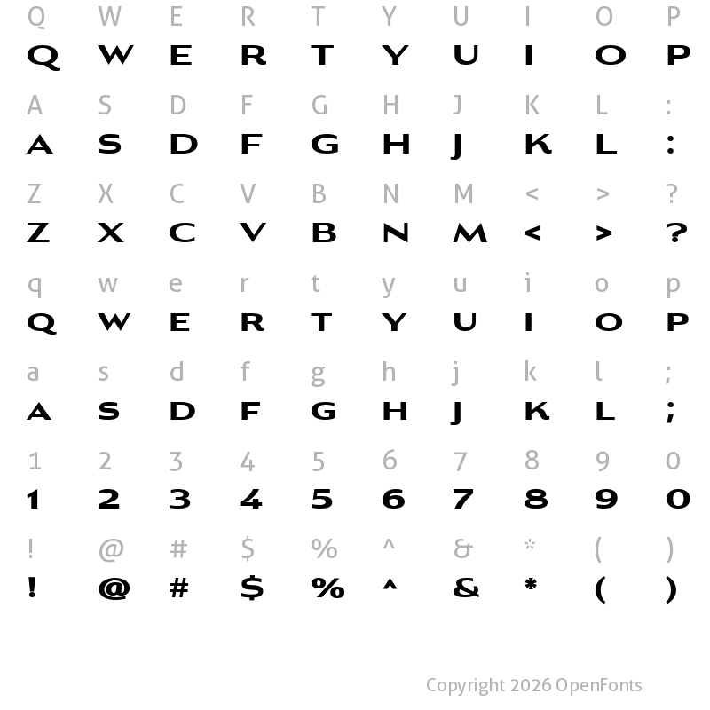 Character Map of Aviano Gothic Regular 3