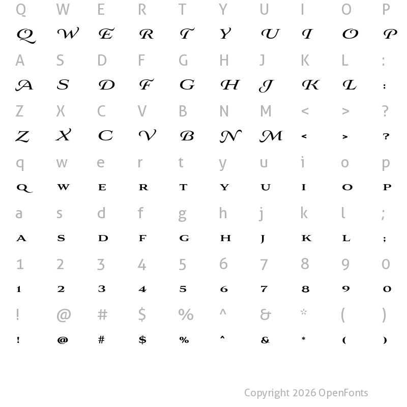 Character Map of Aviano Royale Black
