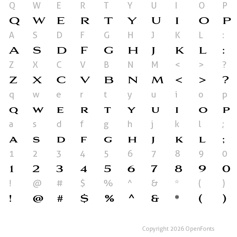 Character Map of Aviano Serif Bold