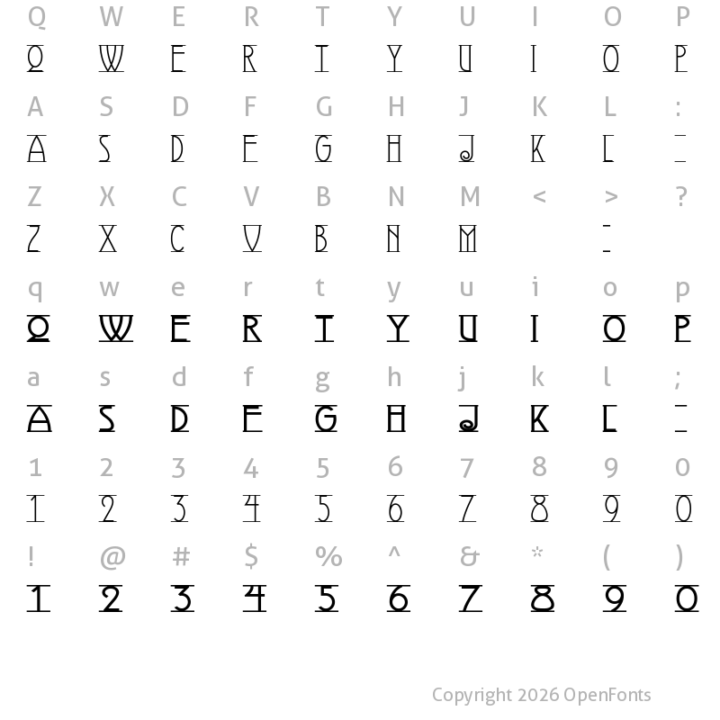 Character Map of Avignon Regular
