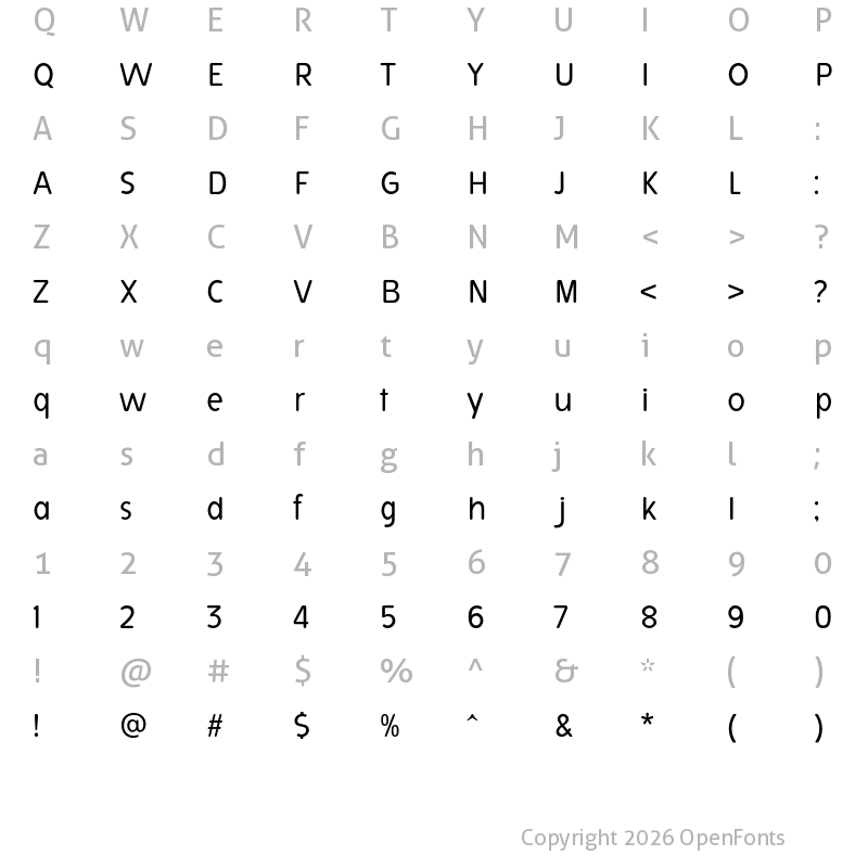 Character Map of Avita Rounded Rounded Regular