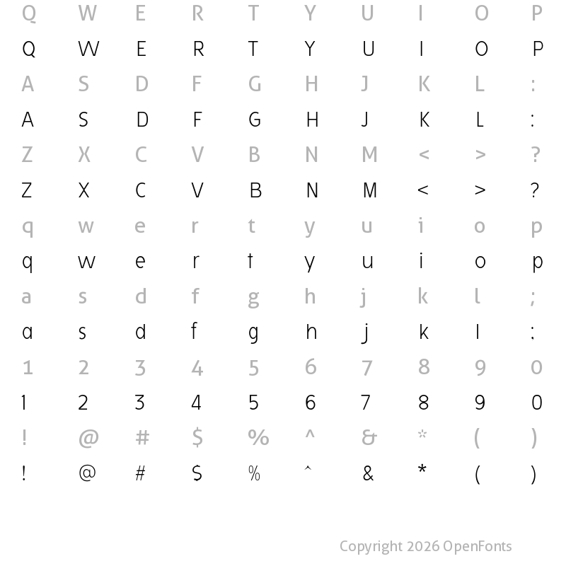 Character Map of Avita Thin
