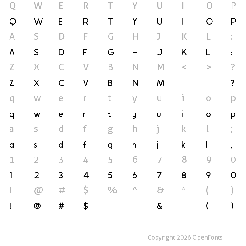 Character Map of Avocado Sans Font Regular