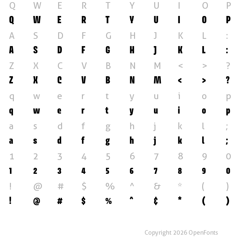 Character Map of Avory I Latin Black