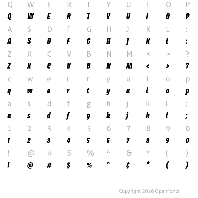 Character Map of Avory I Latin Black Italic