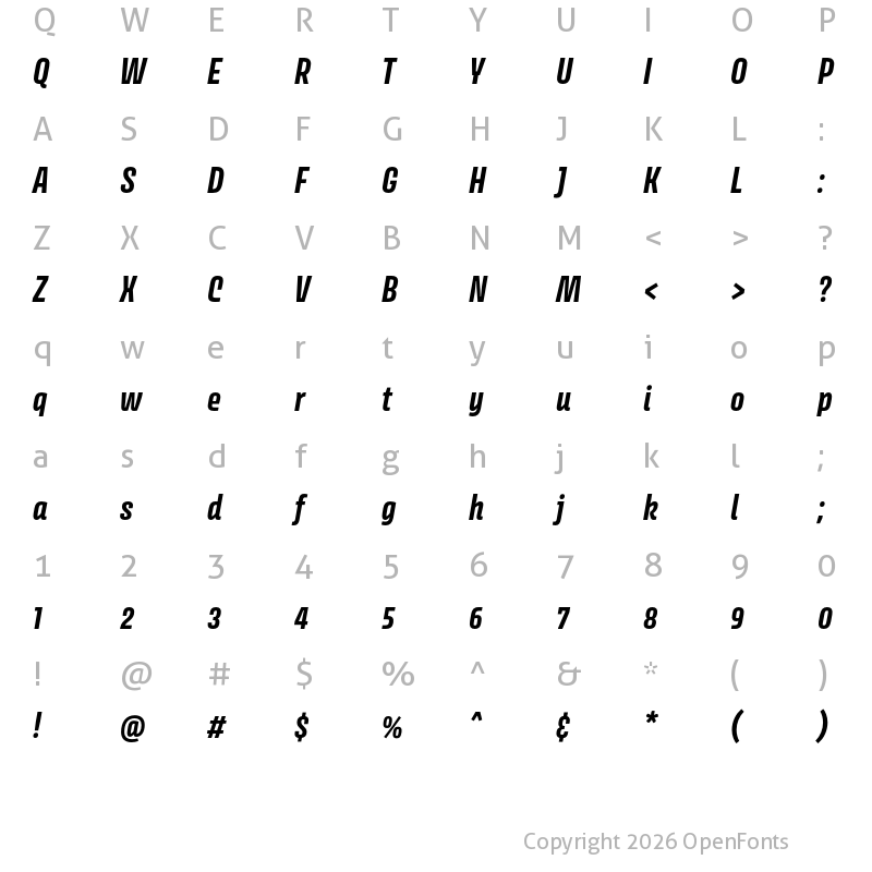 Character Map of Avory I Latin Bold Italic
