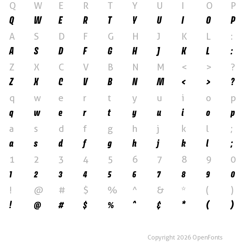Character Map of Avory I Latin Extrabold Italic