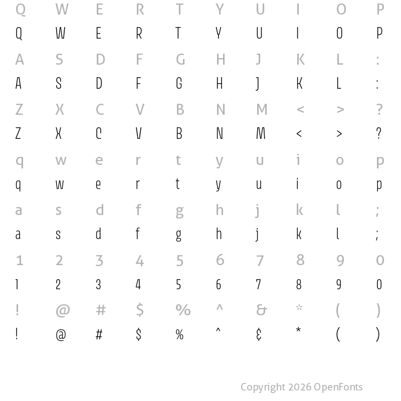 Character Map of Avory I Latin Extralight