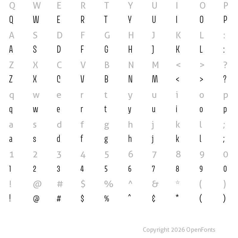 Character Map of Avory I Latin Light