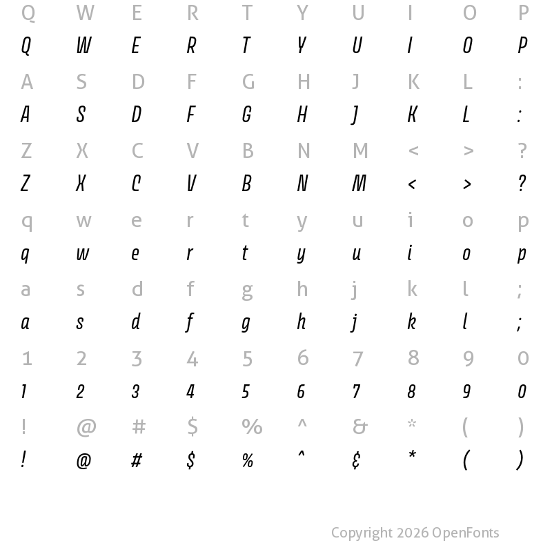 Character Map of Avory I PE Italic