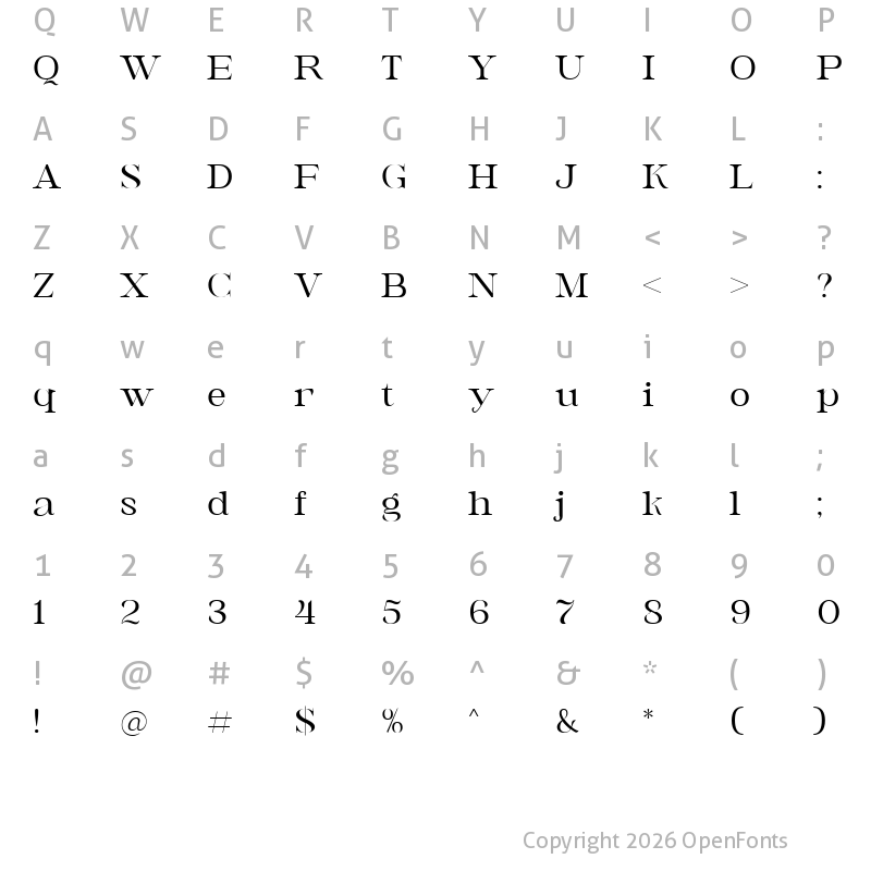 Character Map of Awaken Regular