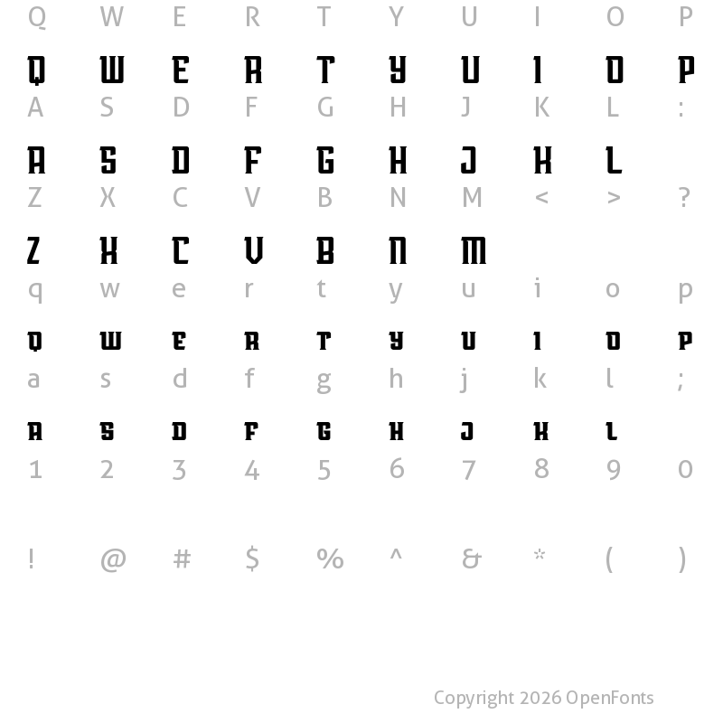 Character Map of AwmU Demo Regular