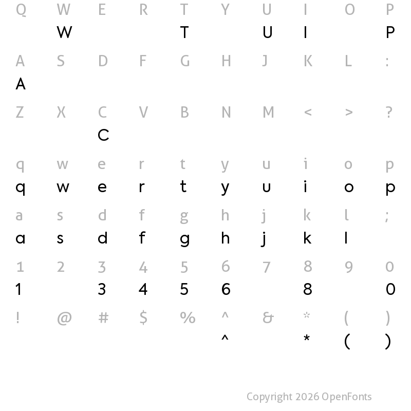 Character Map of Axiforma-Regular ?