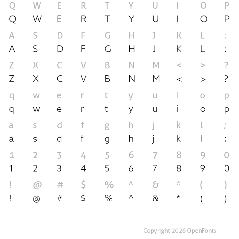 Character Map of Azo Sans Light