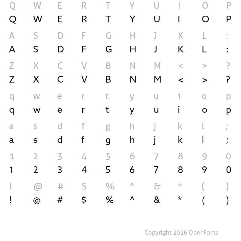 Character Map of Azo Sans Regular