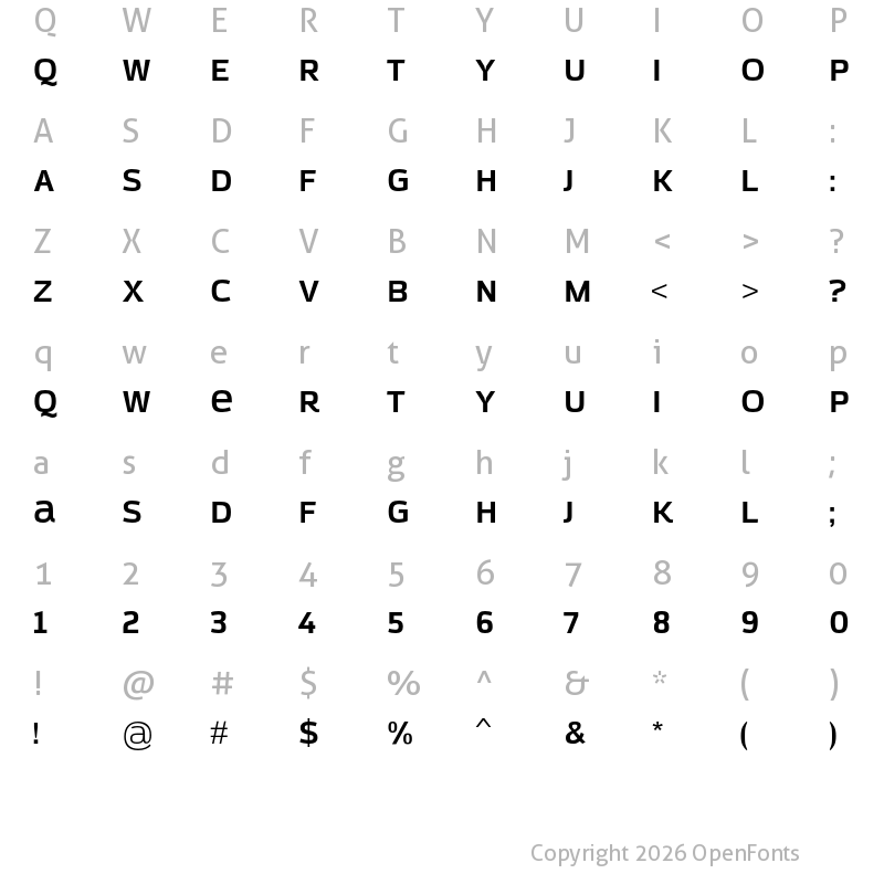 Character Map of Azoft Sans Bold