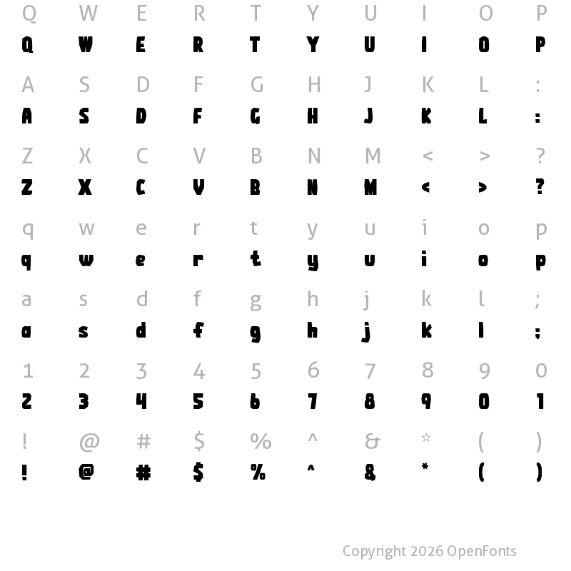 Character Map of Aztech Regular