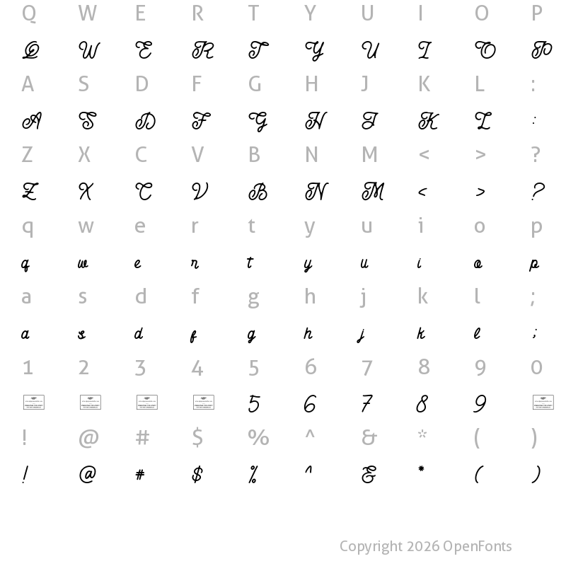 Character Map of Azure Garden Regular