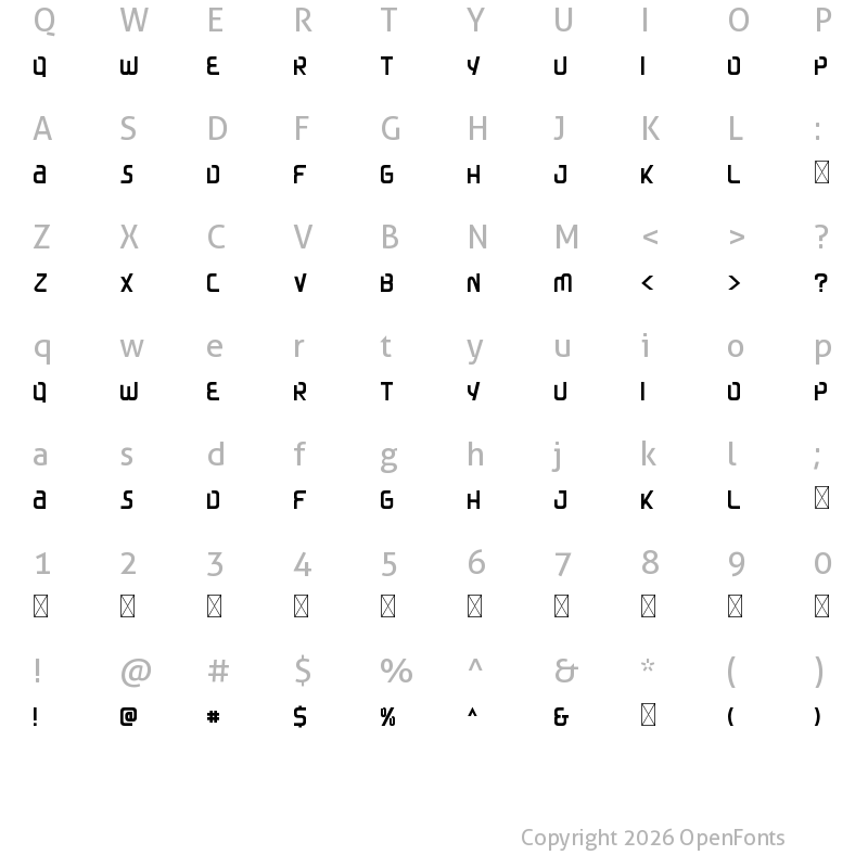 Character Map of Azuria Regular