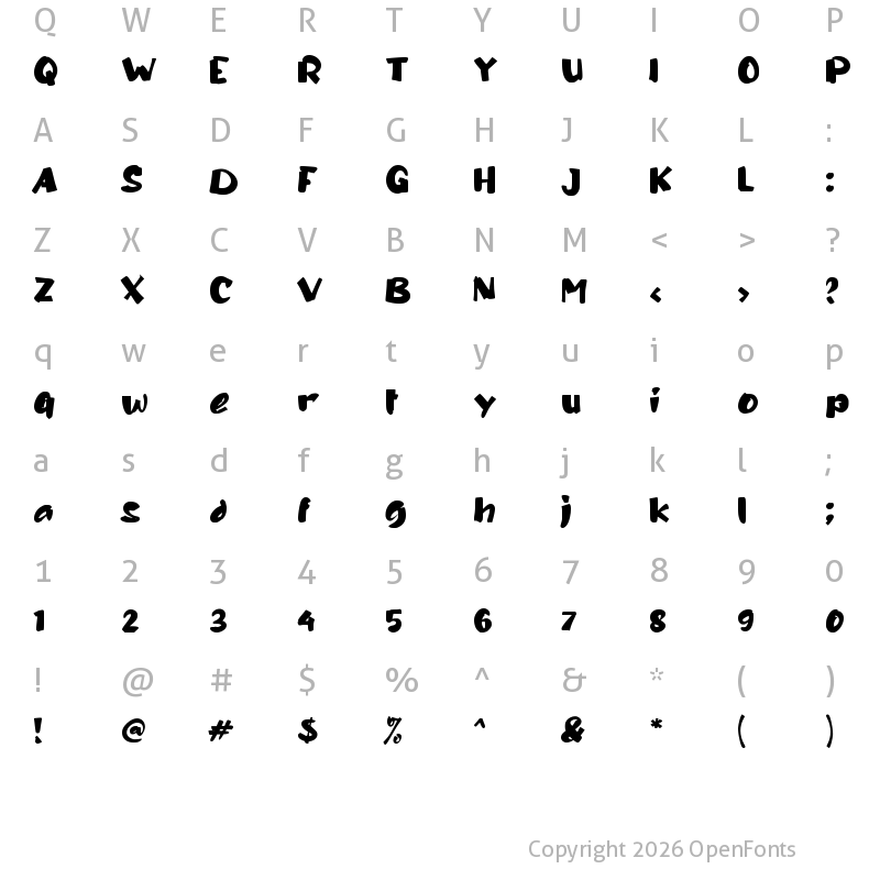 Character Map of b Belum Regular