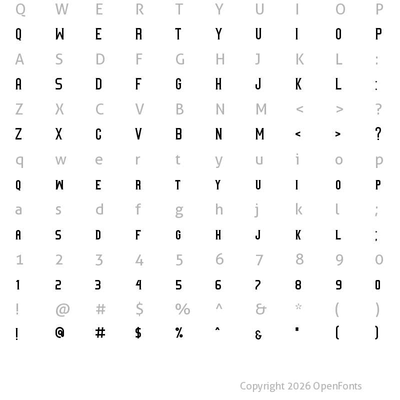 Character Map of Babillon Regular