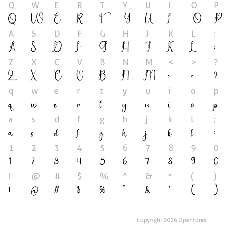 Character Map of Baby Bear Regular