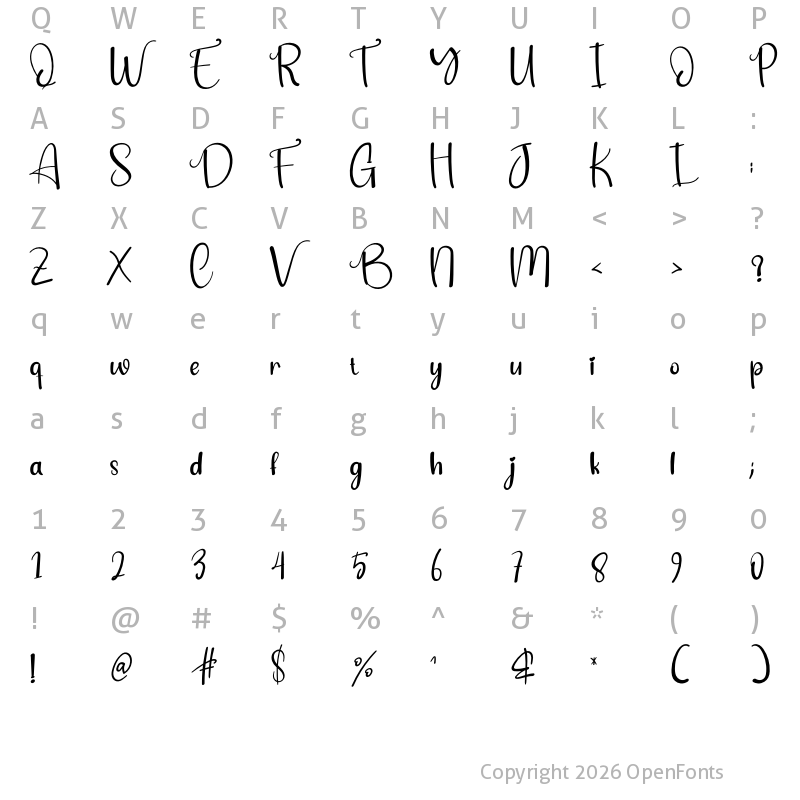 Character Map of Baby Boho Regular