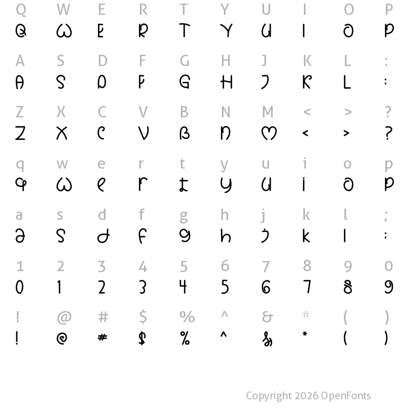 Character Map of Baby Bunny Regular