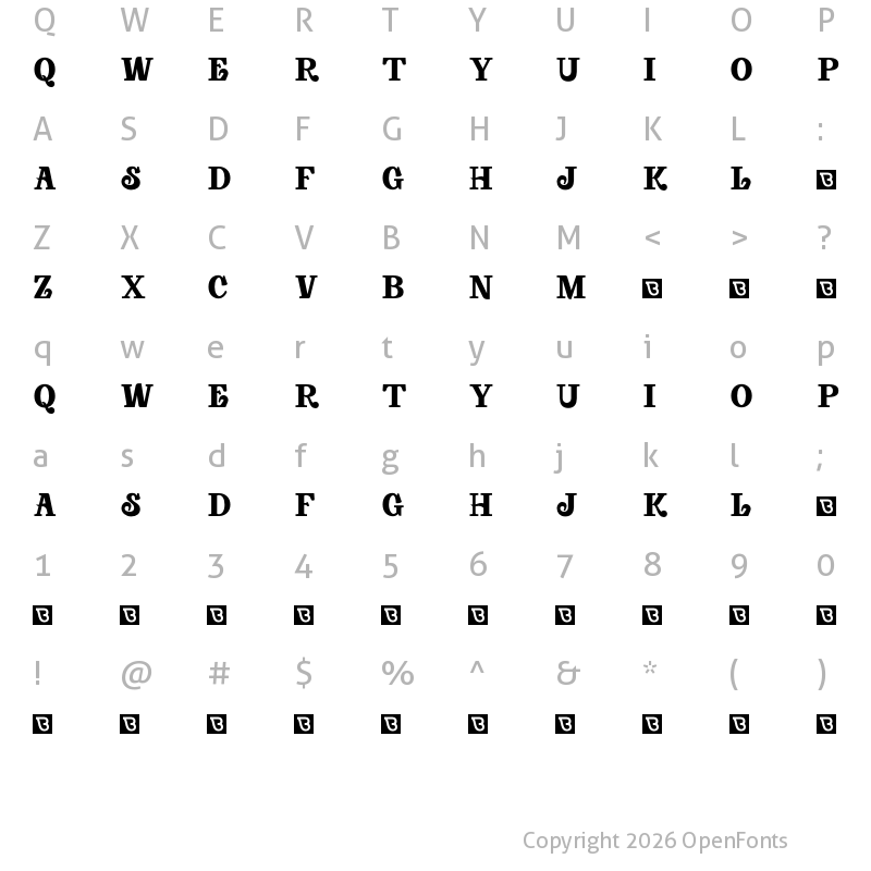 Character Map of Baby Bus Regular