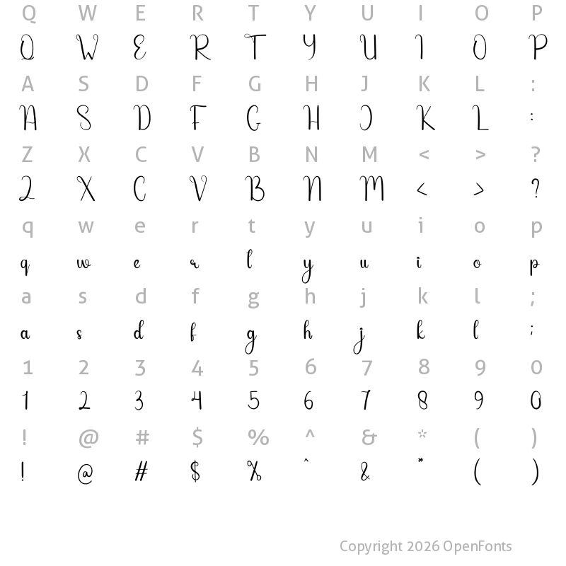 Character Map of Baby Cloud Regular