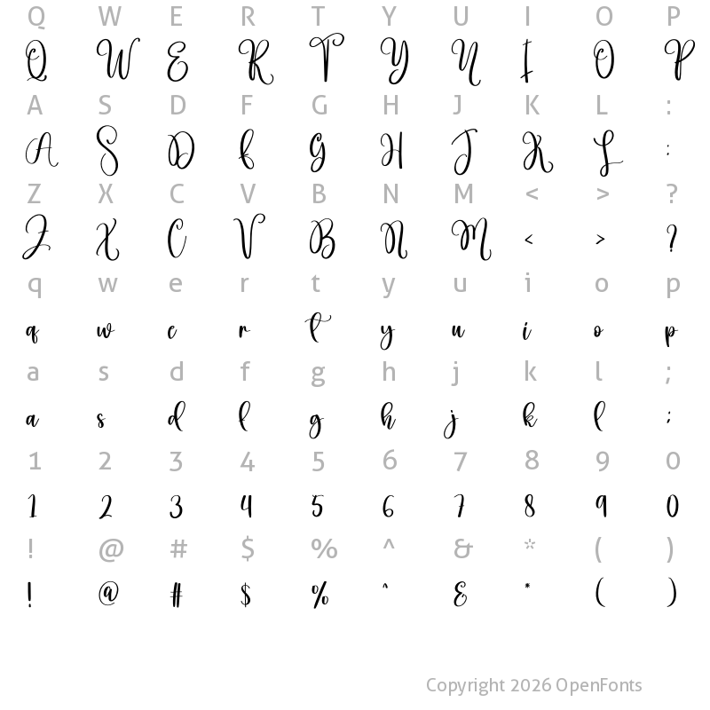 Character Map of Baby Deer Regular