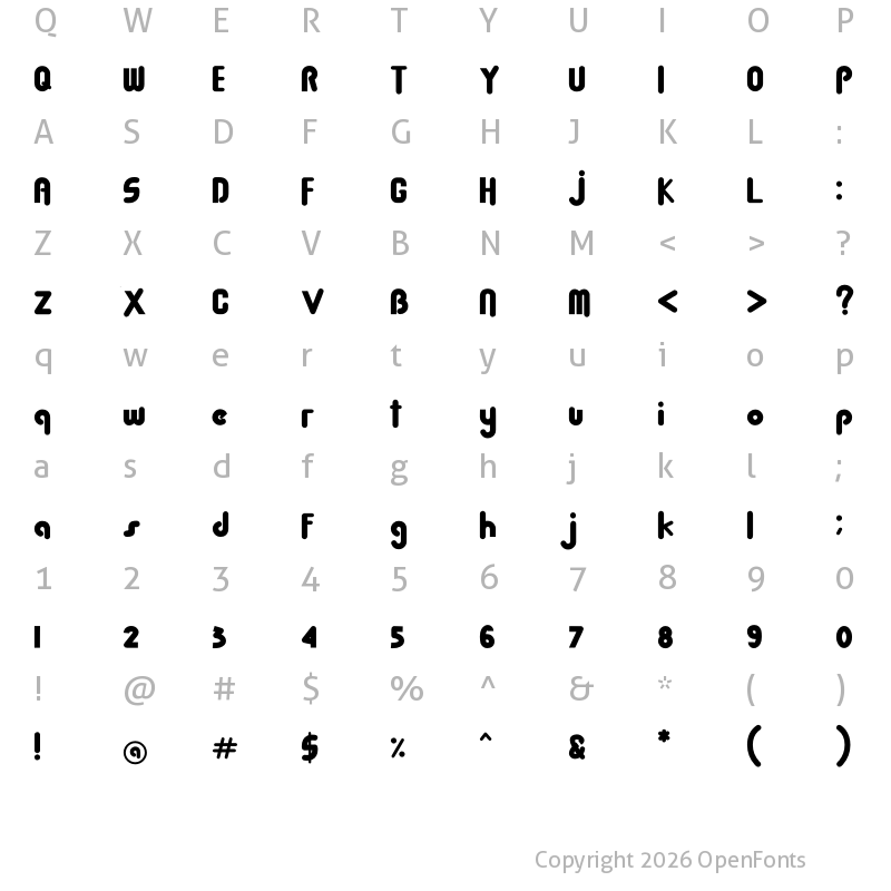 Character Map of Baby Dollar Regular