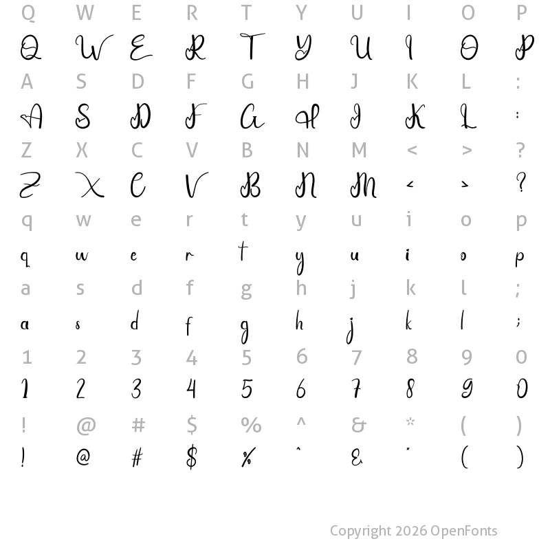 Character Map of Baby Ghost Regular